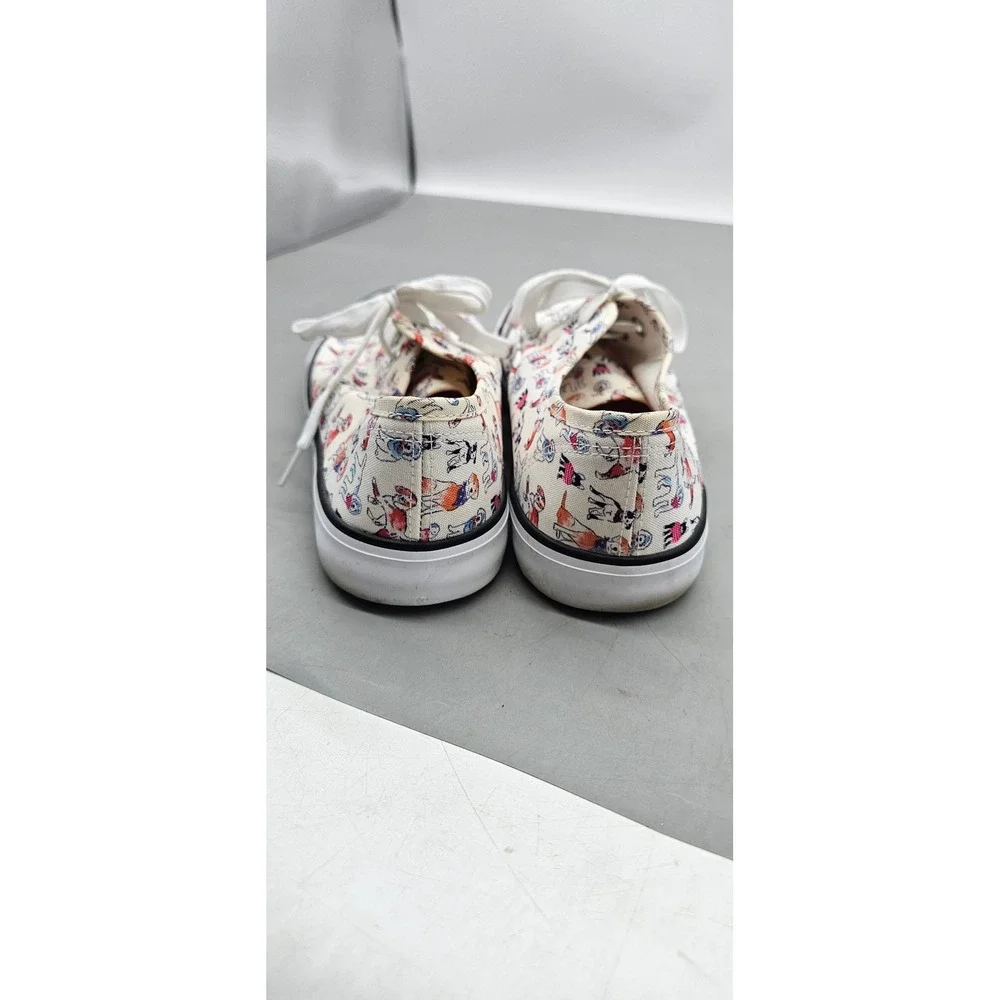 Cynthia Rowley Womens Dog Print Canvas Sneakers Low Top Lace Up White Multi 9